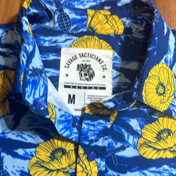 SAVAGE TECHNICIANS - TIGER STRIPE BLUE BUTTON-UP - Picture 3 of 7